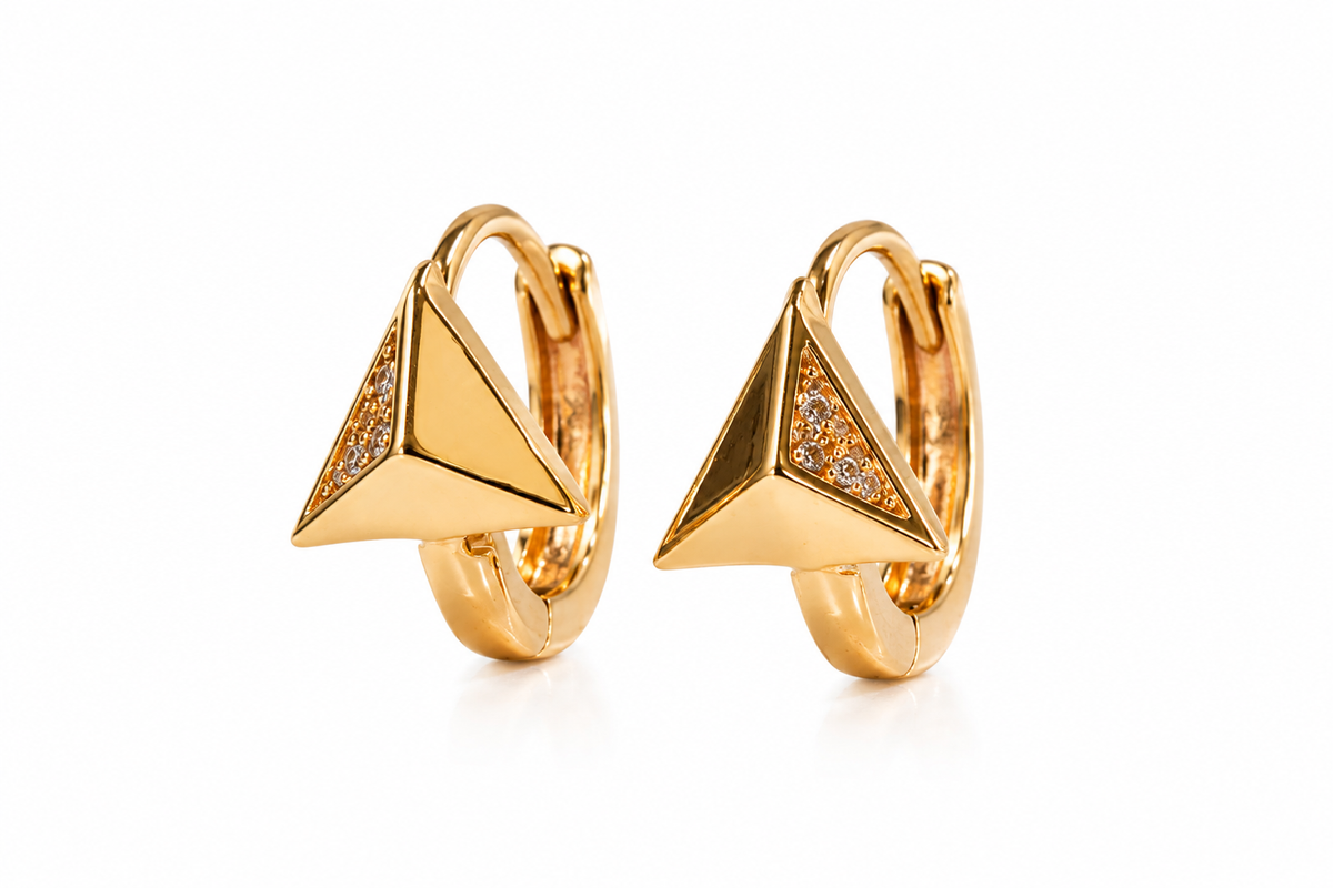 Triangle Stone Hoop Earrings