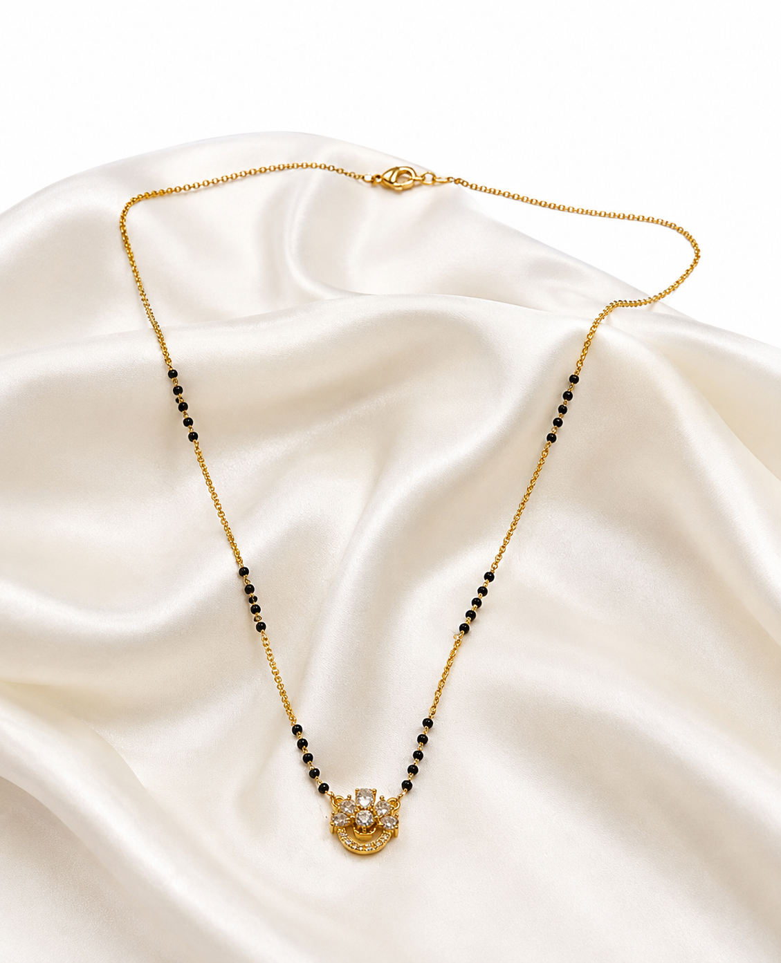 Elegant Floral Diamond-Cut Mangalsutra