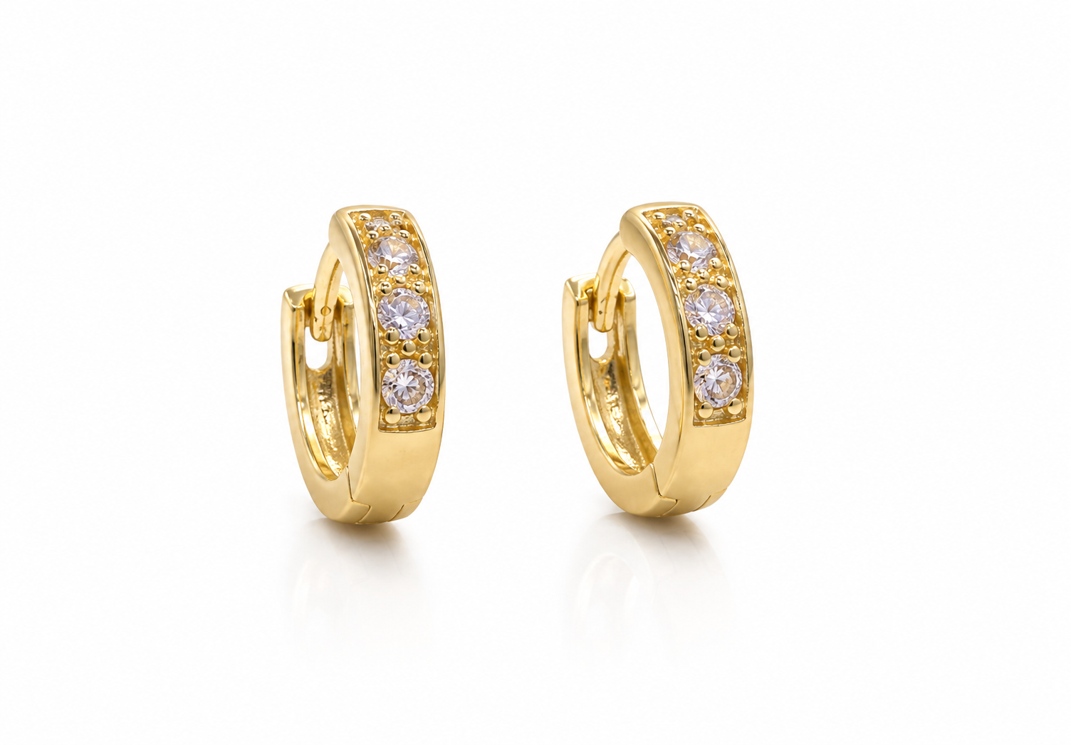 Gold Pavé Huggie Hoop Earrings