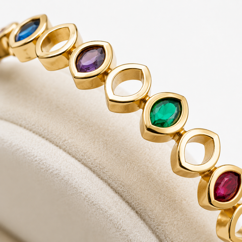 Aurora Multicolor Gemstone Gold Bracelet