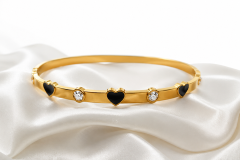 Black Heart Crystal Gold Plated Bracelet