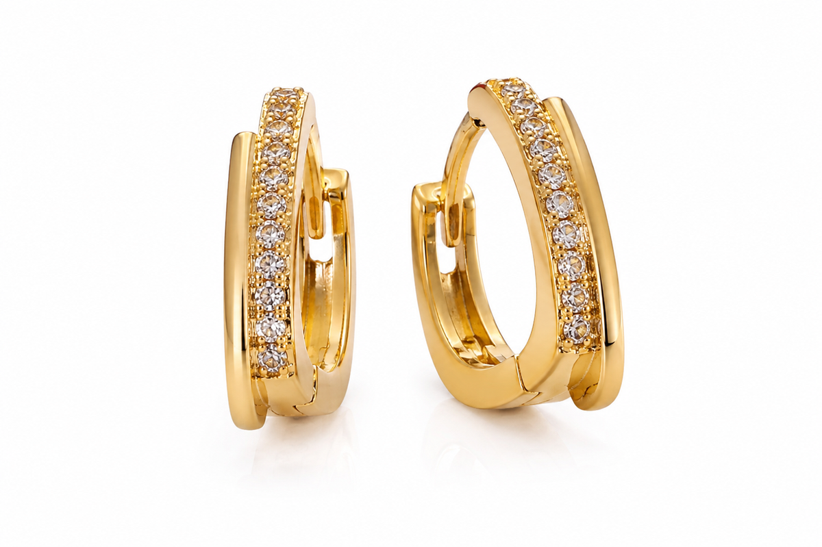 Elegant Pavé Gold Hoop Earrings