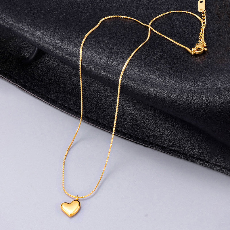 Infinite Love: 18K Gold Plated Minimalist Puffy Heart Anti-Tarnish Necklace