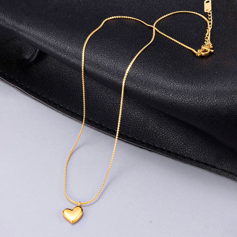 Infinite Love: 18K Gold Plated Minimalist Puffy Heart Anti-Tarnish Necklace