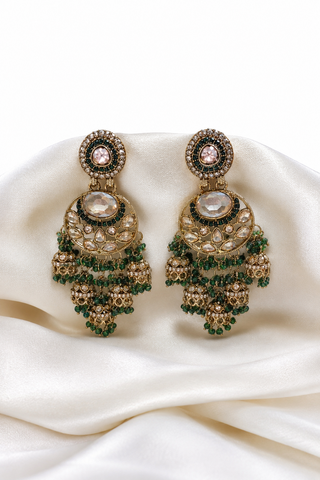 Emerald Jhumka Chandelier Earrings