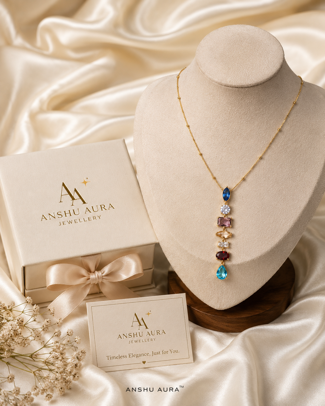 Aurora Multicolour Crystal Drop Necklace