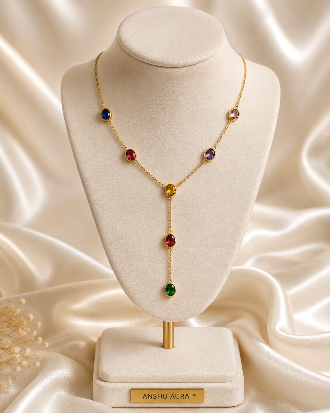 Aurora Multicolour Gemstone Y-Drop Necklace