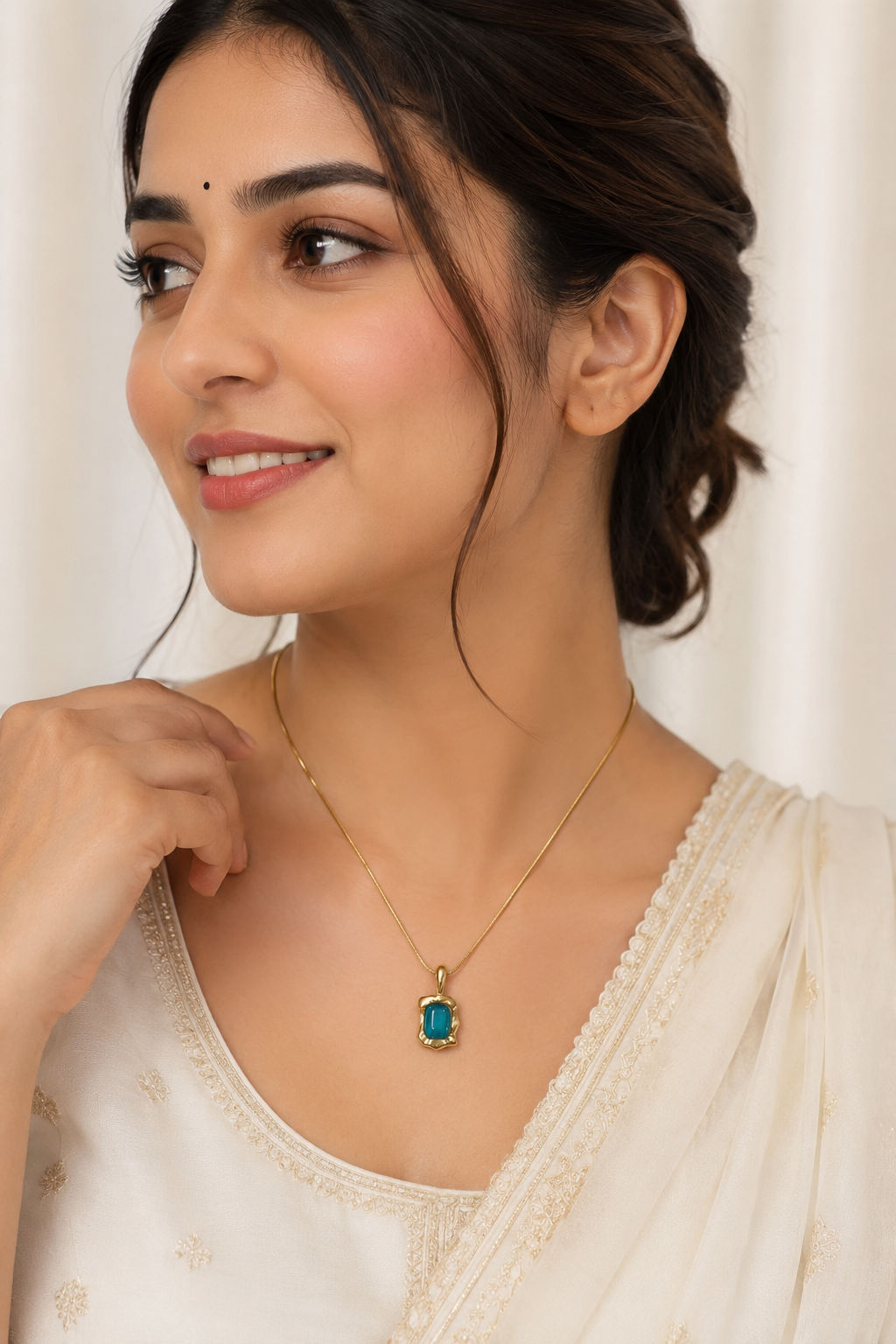 Turquoise Blue Stone Gold-Plated