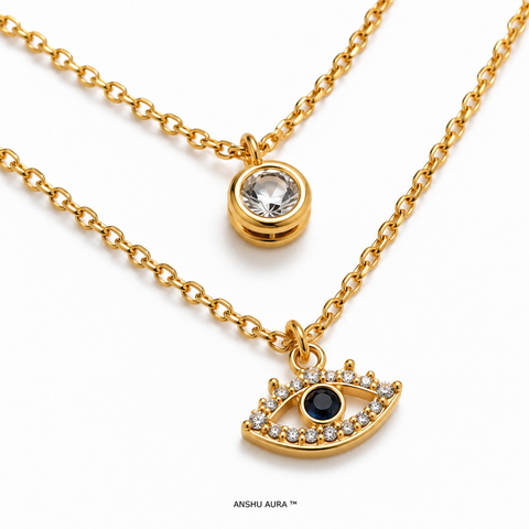 Golden Evil Eye Layered Necklace – Premium Anti-Tarnish Jewellery