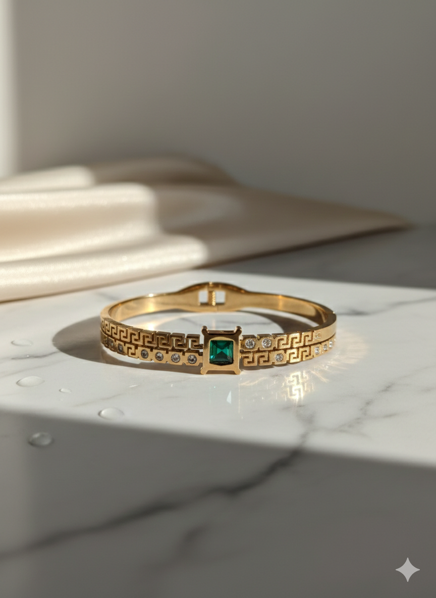 Emerald green gold plated bracelets