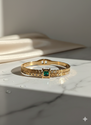 Emerald green gold plated bracelets