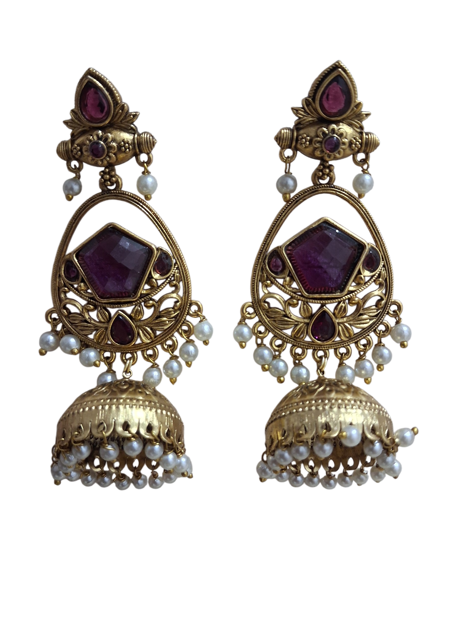 Pastel Mint Green Pastel Stone Antique Jhumkas