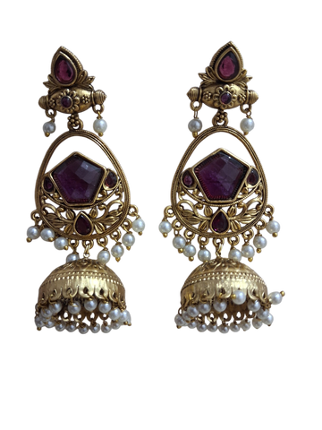 Pastel Mint Green Pastel Stone Antique Jhumkas