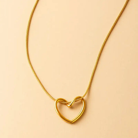 ANSHU AURA JEWELLERY™ Heart Pendant Necklace for Women | 18K Gold Plated | Premium Stainless Steel | Minimalist Daily Wear Chain
