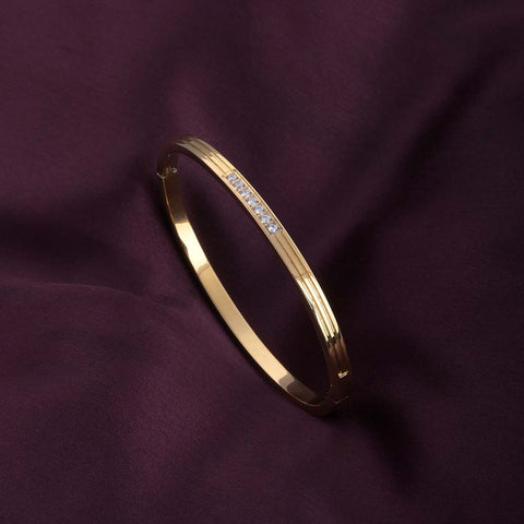 ANSHU AURA JEWELLERY Gold Plated Diamond Accent Stainless Steel Kada Bracelet for Women