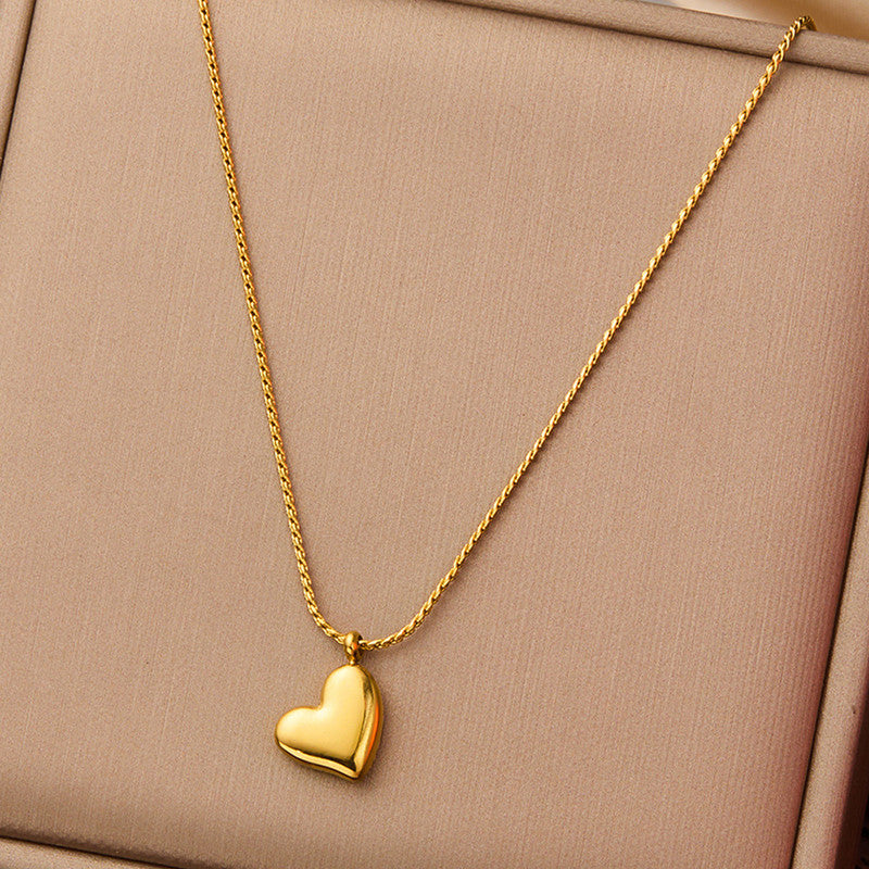 Infinite Love: 18K Gold Plated Minimalist Puffy Heart Anti-Tarnish Necklace