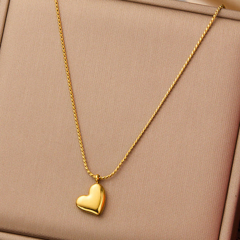 Infinite Love: 18K Gold Plated Minimalist Puffy Heart Anti-Tarnish Necklace