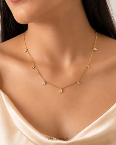 Golden Baguette Charm Necklace