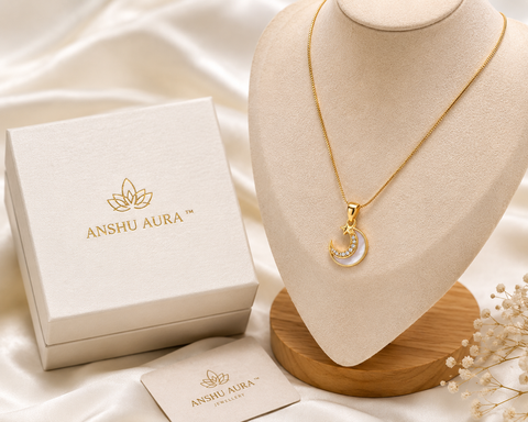 Moon Pearl Pendant Necklace for Women | 18K Gold Plated | Anti-Tarnish | Waterproof | Premium Gift