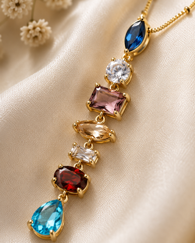 Aurora Multicolour Crystal Drop Necklace