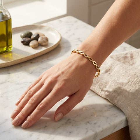 Oval Link Gold Bracelet for Women