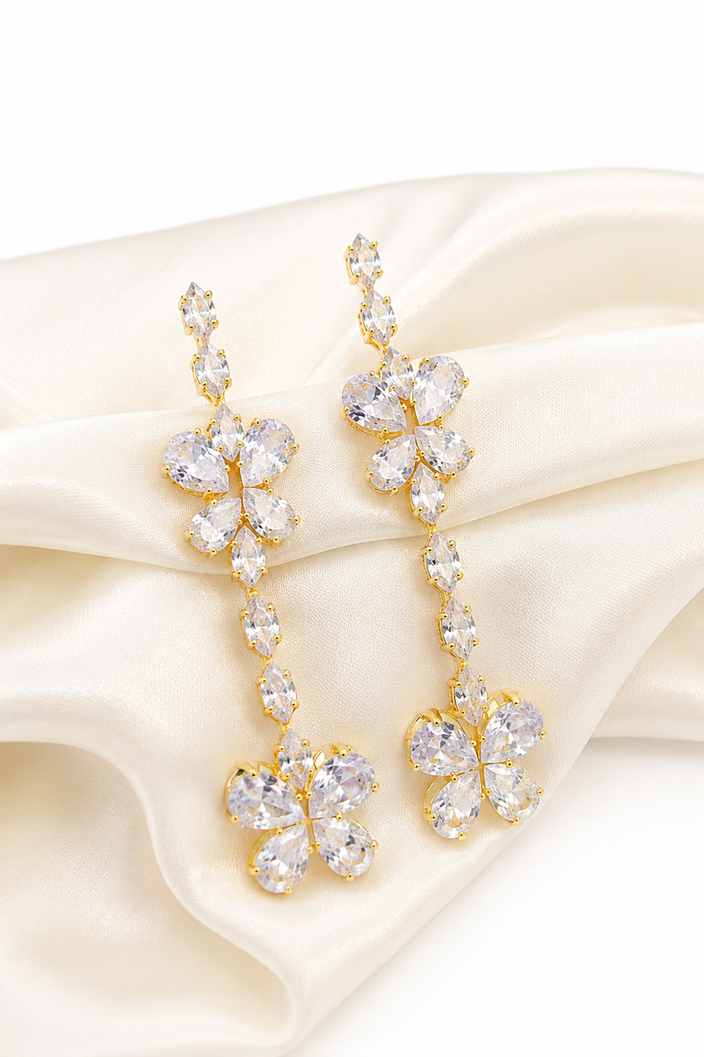 Crystal Floral Drop Earrings