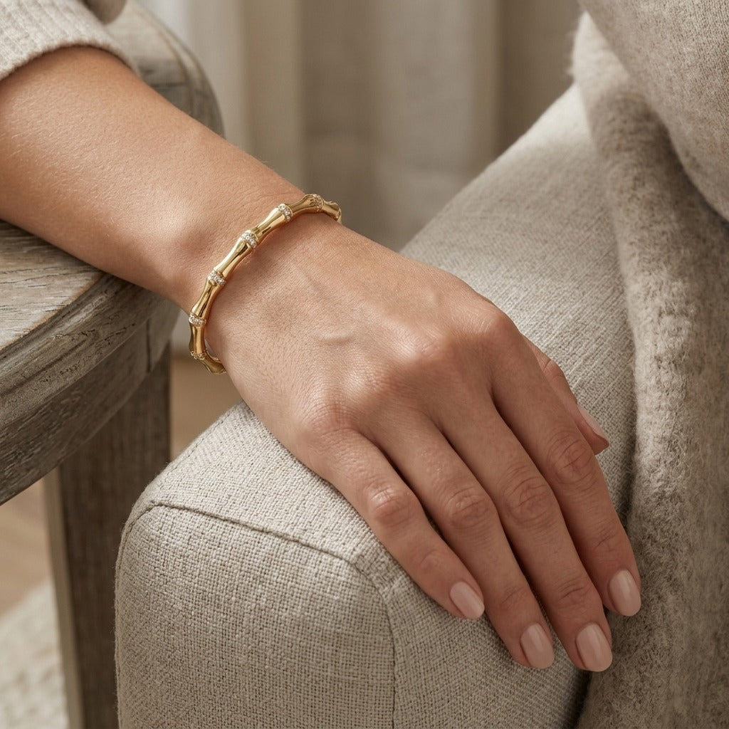Bamboo Crystal Gold-Tone Kada