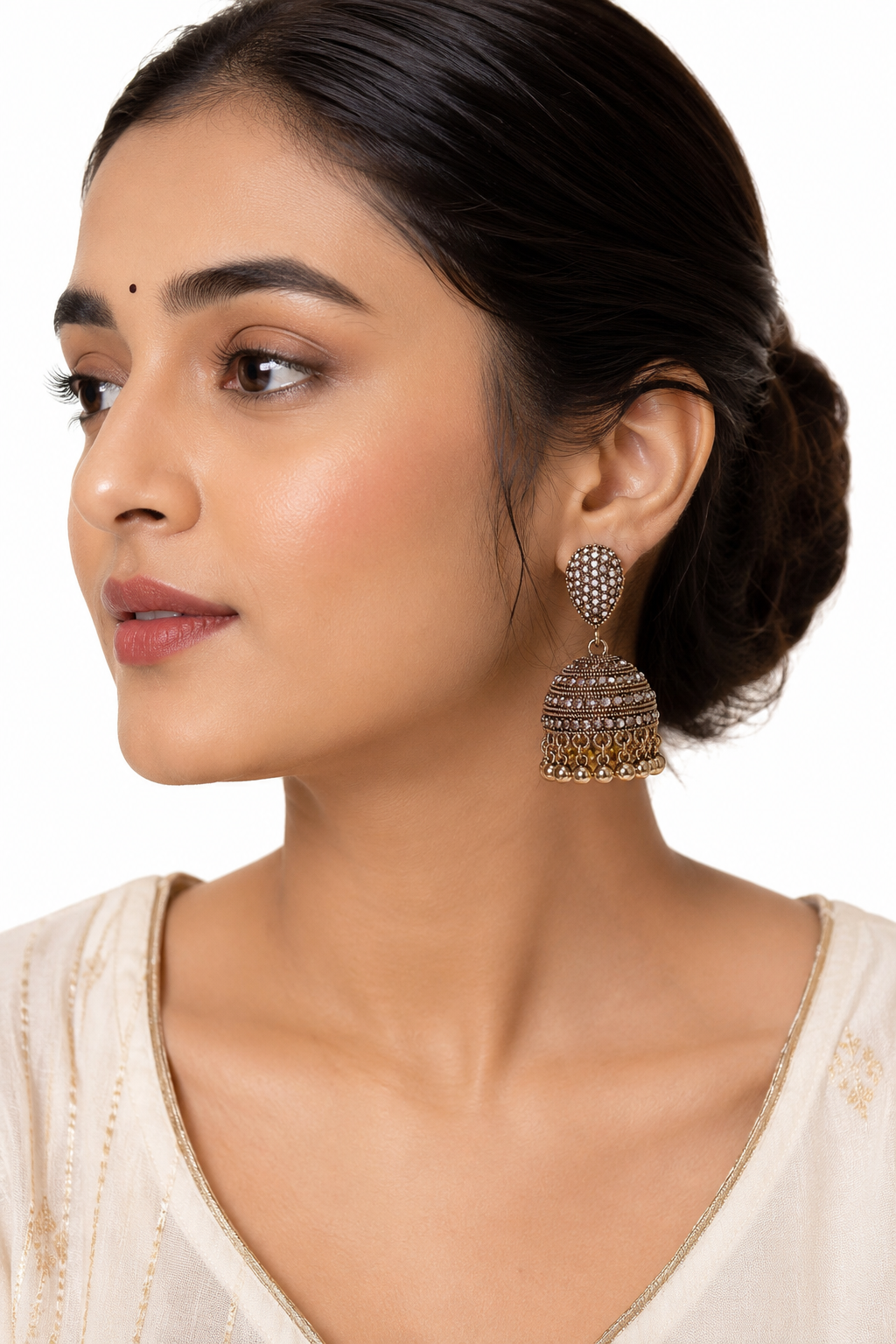 Vintage Crystal Jhumka Earrings