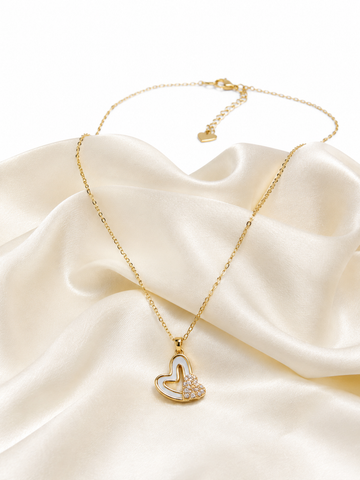 Double Heart Gold Pendant Necklace