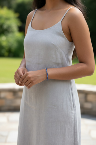 Blue Sapphire Sparkle Tennis Bracelet - Gunmetal Edition