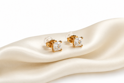 Princess Cut Crystal Stud Earrings