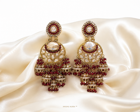 Royal Ruby Crystal Chandbali Jhumka